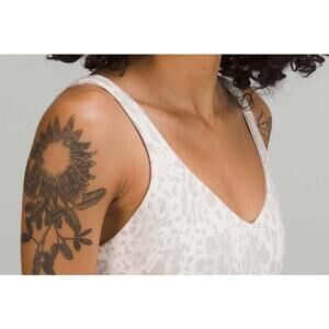 Lululemon Align Tank Nulu Cheetah Camo Antique White Bra Top No Padding Size 14